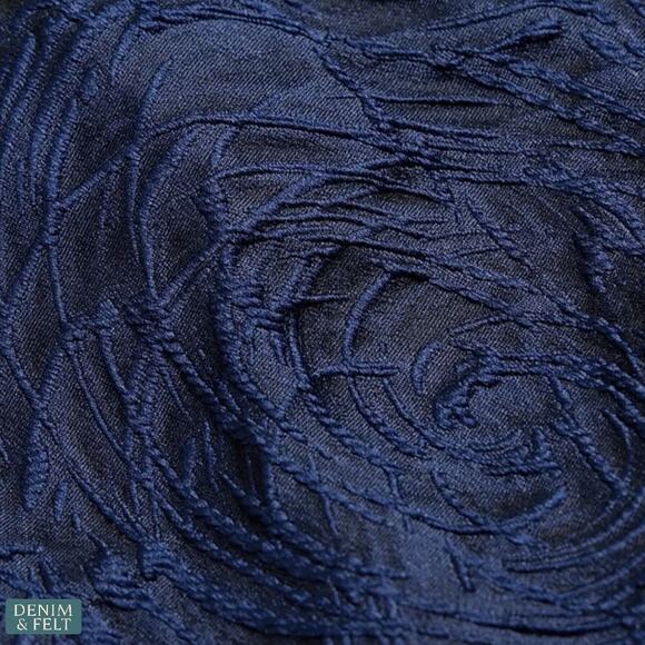 Teri Jon Rickie Freeman Navy Off Shoulder Jacquard Gown Formal Dress 6 Wedding - Picture 8 of 15